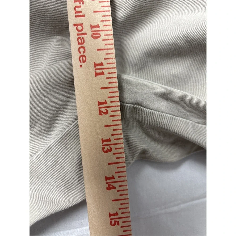 Tommy Hilfiger Men 36x30 Khaki Chino Pants Beige Pleated Cuffed Straight Leg